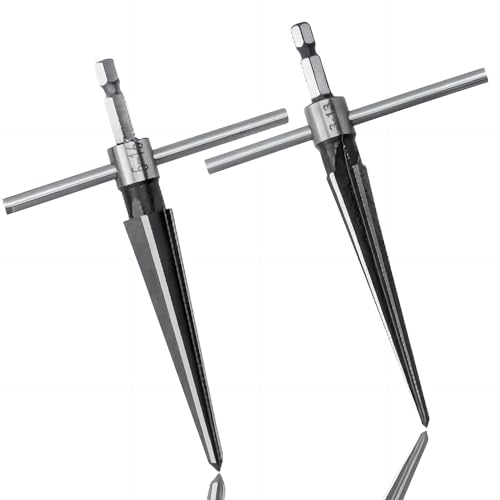 Gasea 2 piezas de Escariador cónico, Escariador Hexagonal Cónico de Mano en Forma de T 3-13mm&5-16mm Escariador Manual de Cono con 1/4' Vástago Hexagonal para Agujeros Herramienta de Molinillo Cónico