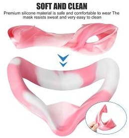 MASiKEN Controller Grips Cover with Face Cover for Meta Oculus Quest 2, Anti-Throw Grips Cover with Adjustable Wrist Strap and Sweatproof Silicone Face Pad, Quest 2 Accessories Kit (Pink)