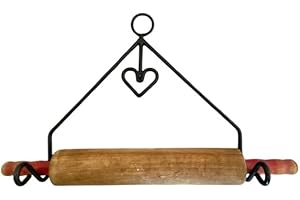 ROLLING PIN HANGER - Solid Wrought Iron Kitchen Wall Mount Holder Amish Handcrafted USA