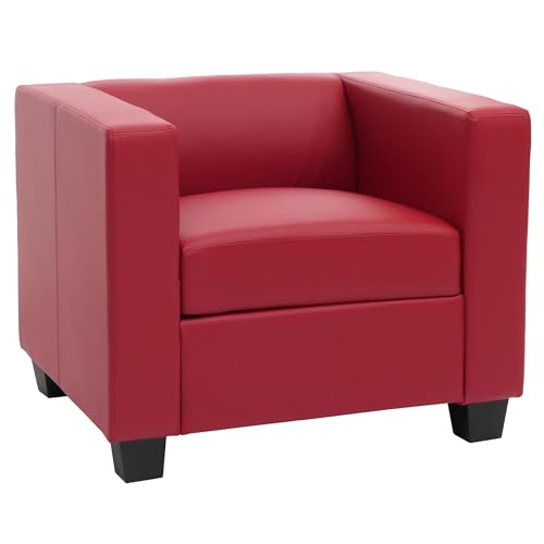 Mendler Fauteuil Club/Lounge Lille, 86x75x70cm - Cuir reconstitué, Rouge