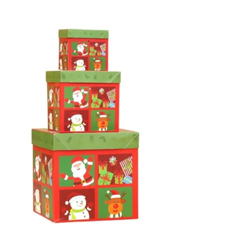 【Dlwk】クリスマス用 ネスティングギフトボックス 大型 スタックボックス 3 個セット 飾り用 ラッピング用 パーティー用 A B C サイズ 10×10cm 15×15cm 20×20cm または D E サイズ 15×15cm 20×20cm 25