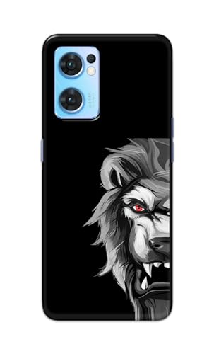 Image of PRINTFIDAA Printed Hard Back Cover Case for Oppo Reno7 5G | Oppo Reno 7 5G Back Cover (Angry Lion) -112
