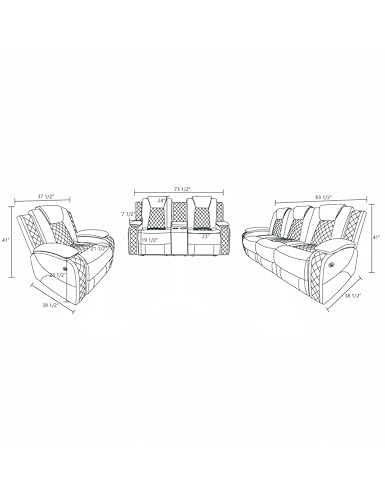 Luxury leather sofa set