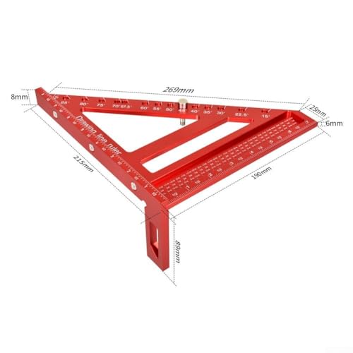 Regla triangular 3D de aleación de aluminio para carpintería con base desmontable 6