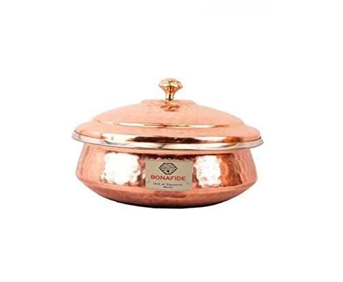Bona fide pure Copper Tableware Serving Bowl Indian Serveware Handi Set, Tureen Copper