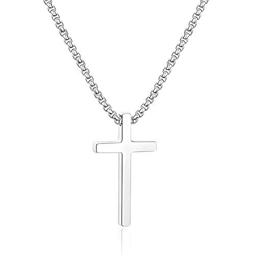 Image of Moon Bucks - Pendant for Boys Silver Pendants For Mens | Stainless Steel Lord Prayer Cross Pendant Necklace Chain for Men | Birthday Gift for Boys | Locket for man and boys | Chain For Men - Christmas Gift