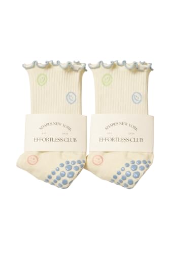 Image of Shapes Studio Half Calf Grip Socks, Cute Fruit Pilates Socks, Ruffle Socks, Non-Slip for Barre Yoga