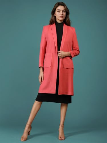 Image of CHKOKKO Women Elegant Winter Wear Warm Coat Classic Knee Length | Solid Color Design with Convenient Front Pockets | Ideal for Formal and Semi-Formal Occasions