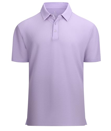 Alex Vando Mens Bubble Jacquard Polo Shirt Super Stretch Short Sleeve Polo Shirts for Men