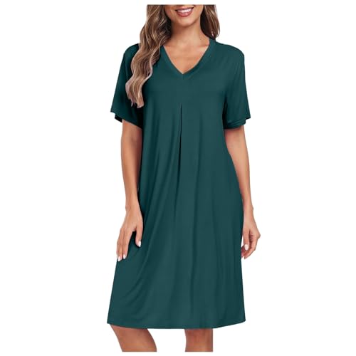 Generisch 2026 Pyjama-Nachthemd für Damen, Kurze/Lange Ärmel, Button-Down-Nachtwäsche, Oberteil, Boyfriend-Schlafhemden, Nachthemd Pyjama Damen...