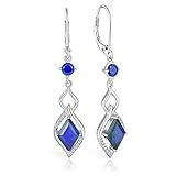 RGEMCY Infinity Dangle Earrings - 925 Sterling silver Rhombus Cubic Zirconia Leverback earrings gift