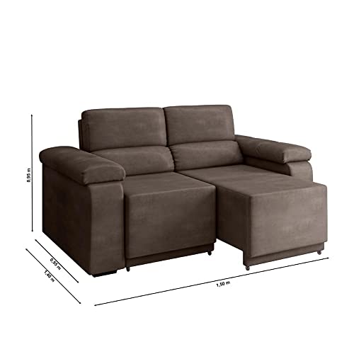 Sofá Retrátil Desmontável Suede 2 Lugares Fox Marrom
