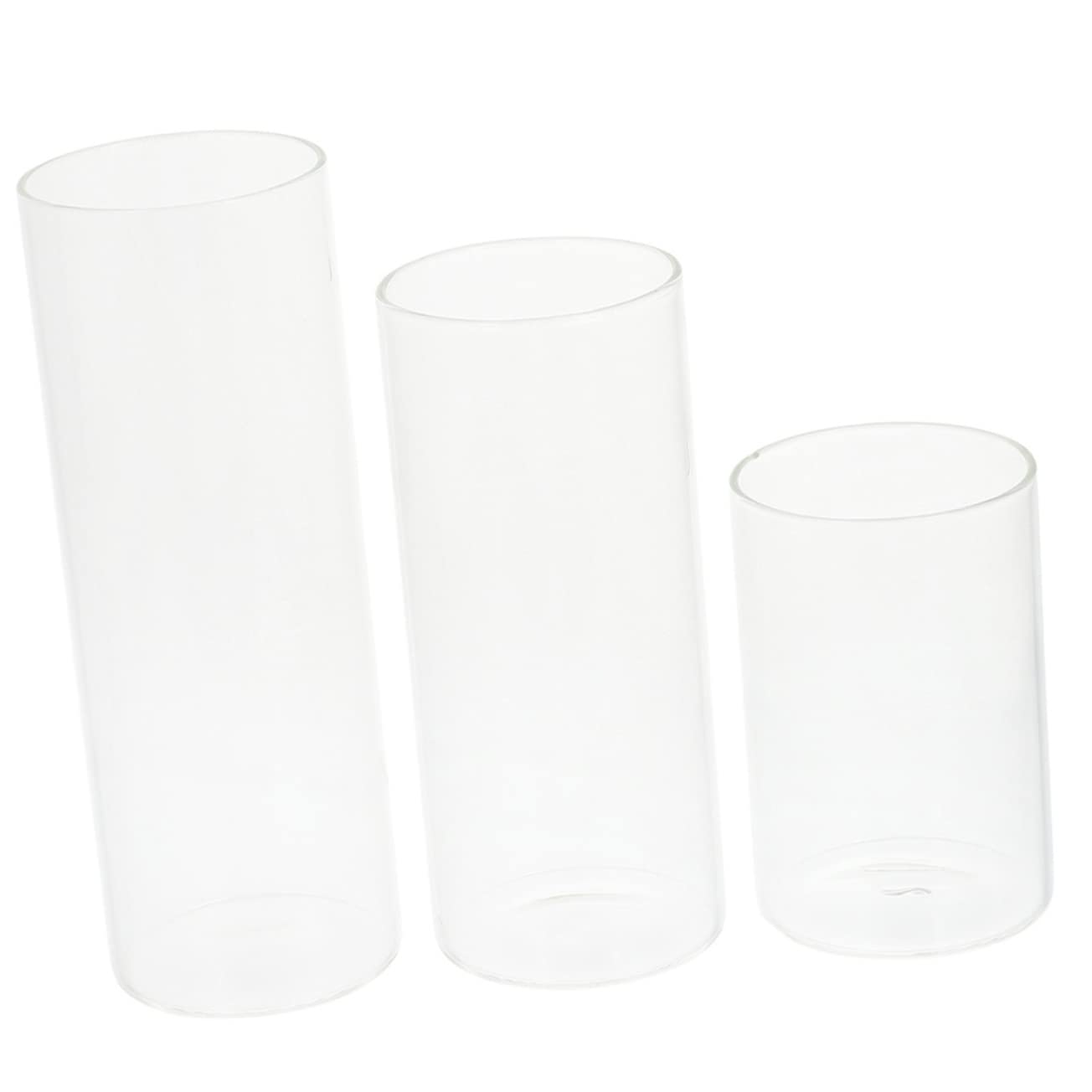 Garneck 3pcs Transparent Glass Candle Holders Simple Style Cylinder Candle Cup Decor for Home Weddings and Banquets Material with Combinations