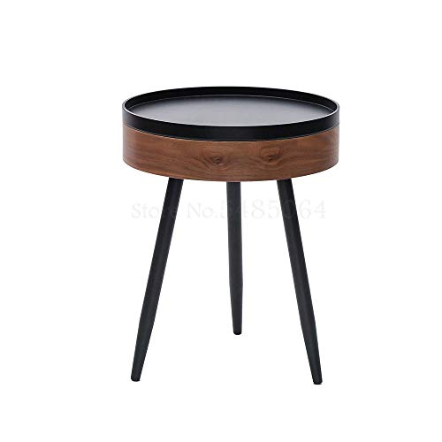 Pimex Side Table Small Round Table Wind Sofa Small Coffee Table Side Table Corner with Storage Iron Legs Bedroom Bedside Table Storage
