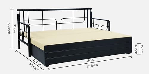 Image of 3 Seater Metal Sofa Cum Bed with Hydraulic Storage | Sofa Set for Living Room, Bedroom, Guest Room| Single Size Convertible Sofa Bed Comfortable Seating & Sleeping RI Cream Single D9