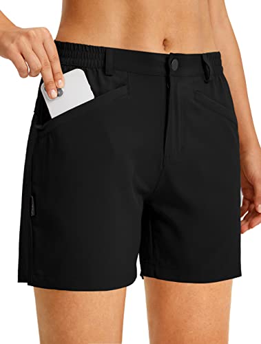 Soothfeel Women's Golf Shorts With 4 Pockets 5 Inch Quick Dry Stretch Dress Work Hiking Shorts For Women Casual Summer (Black, M) #TOP1