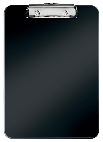 Leitz WOW A4 Klemmbrett, hochwertiges Klemmbrett aus Hartplastik, 80 Blatt Kapazität, Schwarz, 39710095