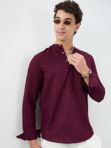 Image of VASTRADO Wine Ladder Striped Evening Kurta MK8605A