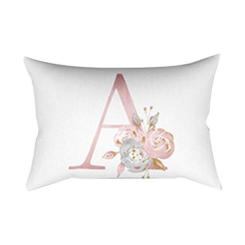 Funda de cojín de Letras –Pengyus fondo blanco y letras en rosa- rectangular