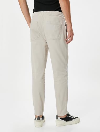 Koton Erkek Normal Bel Beli Bağlamalı Cep Detaylı Pantolon, Bej, 38 - Görsel 4