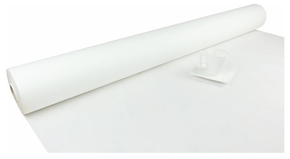 Airlaid Vlies Tischtuchrolle Tischdeckenrolle stoffähnlich weiß, Rolle Meterware Tischdecken Größe: 118 cm x 40 m Tischdecke auf Rolle