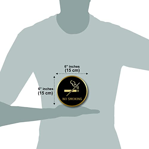 Vertical Root Inc NO SMOKING Sign/Sticker-Premium Black Gold Acrylic Signage.Durable,Universal Symbol.Self-AdhesiveTape(3M).Ensure awareness in office,Hotel,Hospital,Commercial & public spaces
