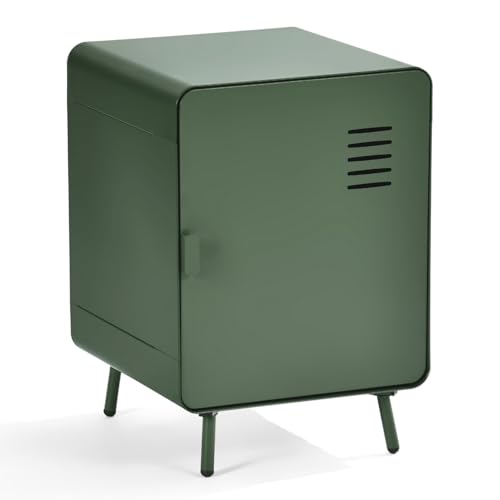 MEUBLE Cosy Nachttisch mit Ablagen und Tür Beistelltische Wohnzimmerschränke Nachtkonsole Sofatisch aus Metall fürs Wohnzimmer Schlafzimmer...