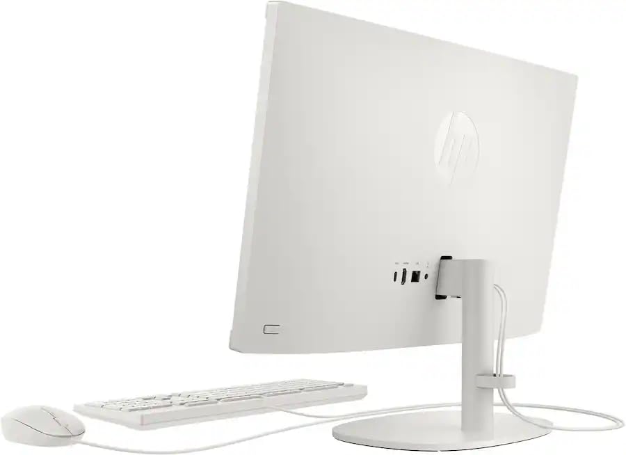 Image of HP 21.5 inch FHD All-in-One Desktop Computer, 8GB RAM 384GB Storage (128GB SSD + 256GB Docking Station Set), Quad-Cores Intel N100, Windows 11 & 8-in-1 Docking Hub, Keyboard & Mouse Included, White