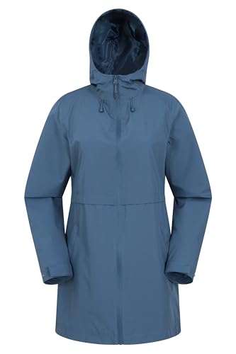 Mountain Warehouse Hilltop Womens Waterproof Jacket - Lightweight with Adjustable Hood & Side Pockets - Best for Spring Summer Wet Weather, Walking, Outdoors & Camping, Dark Blue, 2