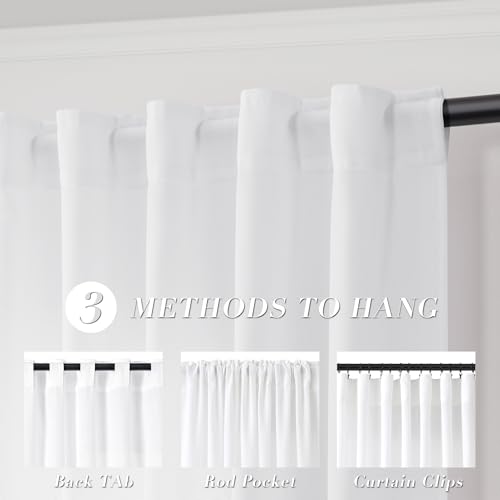 Image of Joywell Linen Curtains 96 Inches Long for Living Room White