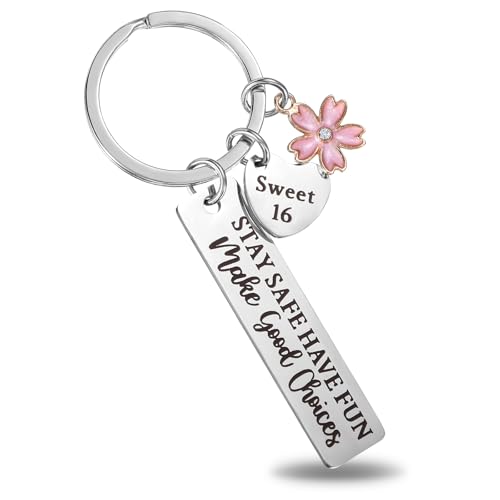 Tyqour Sweet 16 Keychain for Girls, 16th Birthday Gifts for Girls, Sweet Sixteen Gifts for 16 Year...
