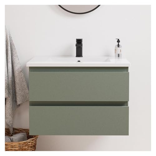 MOB-IN Ensemble Simple Vasque Sorrento 60cm avec Plan céramique et Robinet Noir