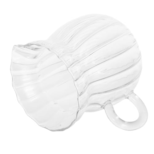 ROMISBABA Jarra de Vidrio Transparente 370 Ml Diseño de Rayas Verticales, Mini Jarra para Crema y Leche, Apta para Microondas, Dispensador Pequeño para Café y Salsa en Hogar y Oficina