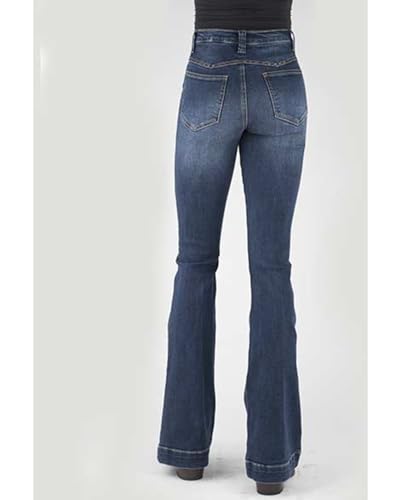 Stetson Women's 921 Medium Wash High Rise Yoke Flare Jean - 11-054-0921-2407 BU 0 323