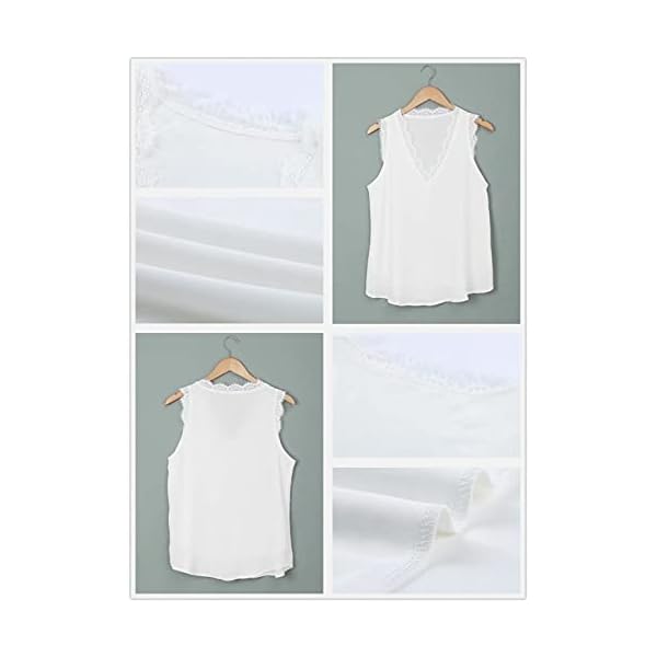BLENCOT-Womens-V-Neck-Lace-Trim-Tank-Tops-Casual-Loose-Sleeveless-Blouse-Shirts BLENCOT Women Lace Trim Tank Tops V Neck Fashion Casual Sleeveless Blouse Vest Shirts Medium White