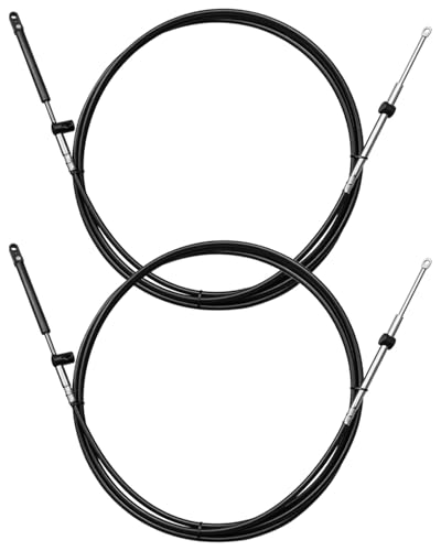 GUZIKO 2Pcs 9FT Outboard Engine Control Cables Fit for Mercury MerCruiser Marine Force GEN I, Throttle and Shift Replacement Cables, Durable Marine Boat Control Lines ﻿