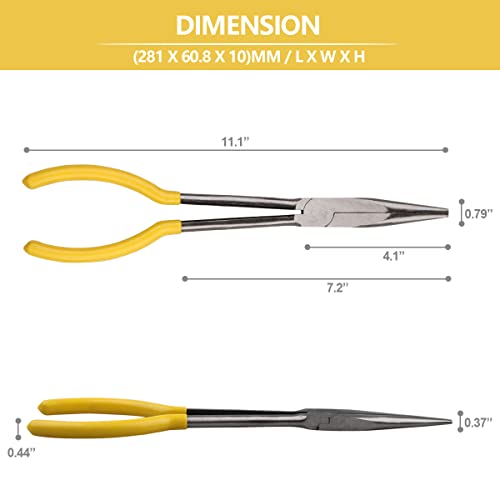 Yantone Long Reach Needle Nose Pliers, 11" Straight Pliers For Jewelry Making, Mechanics Or Home Repairing #TOP5