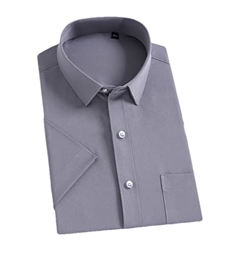 Chemise décontractée homme gris uni 3XL, finitions soignées avec poche poitrine unique