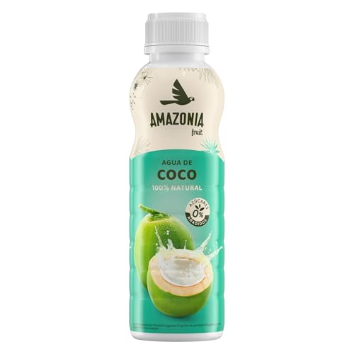 Amazonia Fruit Agua de Coco 100% Natural 12 Botellas de 500 ml, 0% Azúcares Añadidos, Antes Tesoro Natural
