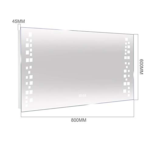 Warmiehomy Bathroom Mirror with LED Lights Sensor Switch Bathroom Mirror with Demister Pad for Makeup Shaving Wall Mounted 80x60cm