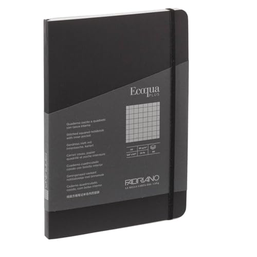 Carnet de notes haut de gamme Fabriano Ecoqua Plus cousu A5 80 Fg noir élégant