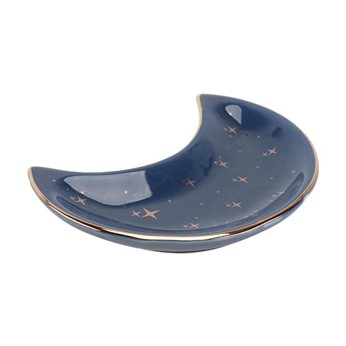BESPORTBLE Assiette De Rangement Bijoux Lune En Céramique Bleue Étoilée Polyvalente Décoration Maison Plateau Multifonctionnel
