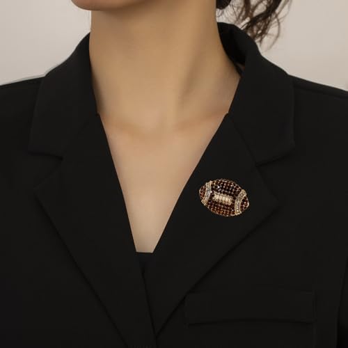 Image of Crystal Football, American Ball Brooch Pin,Suit Stud, Shirt Studsfor women for men，Dainty Christmas Wedding Birthday Holiday Jewelry Unisex Clothing Accessories