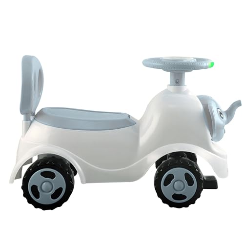 Image of kidsROAR Push Ride On Car for Kids 1-5 Years | Baby Push Car with Music, 3D Lights & Backrest | Premium Ride On Toy Supports Up to 35kg (Elephant, Grey)