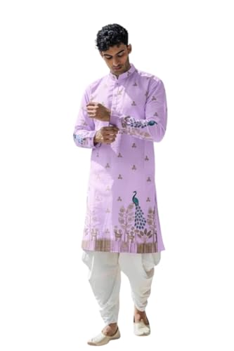 Image of Trustous Men's Pure Cotton Kurta Dhoti Set | Traditional Ethnic Wear for Festive, Wedding & Puja Occasion