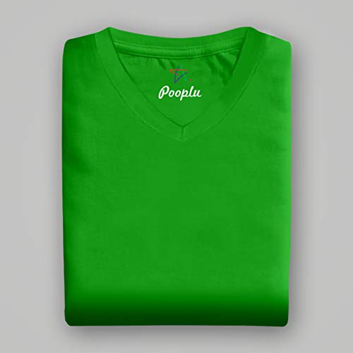 Image of Pooplu Women's Regular Fit Premium Plain 100% Cotton V Neck Half Sleeves, Casual Plain Pootlu Tees and Tshirts.