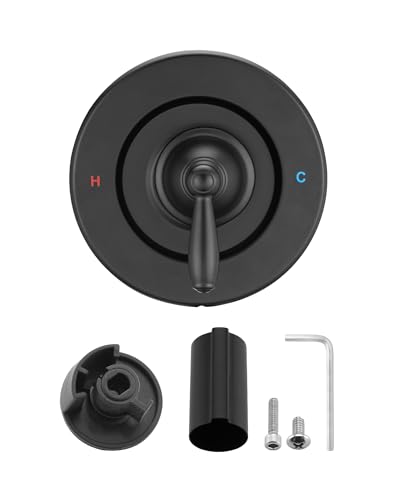 Replacement for Moen Fit Chateau Valve Shower Faucet Trim Kit Only(Valve& Catridge Not Inclued) Pull-on Push-off Design Knob Elegant Handle Matte Black