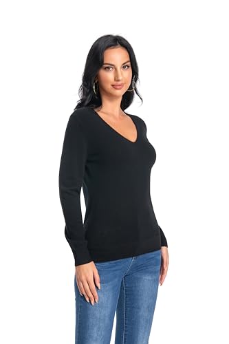 Image of Women's 100% Cashmere V-Neck Long Sleeve Pullover