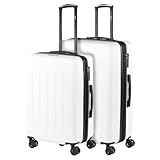 SKPAT - Juego de Maletas de Viaje Ligeras 2 Pzs. Set Trolley ABS 4 Ruedas Mediana + Grande Ríidas y Resistentes. Conjunto Equipaje Avión. Candado TSA 175116, Color Blanco Milk