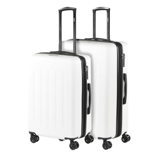 SKPAT - Juego de Maletas de Viaje Ligeras 2 Pzs. Set Trolley ABS 4 Ruedas Mediana + Grande Ríidas y Resistentes. Conjunto Equipaje Avión. Candado TSA 175116, Color Blanco Milk